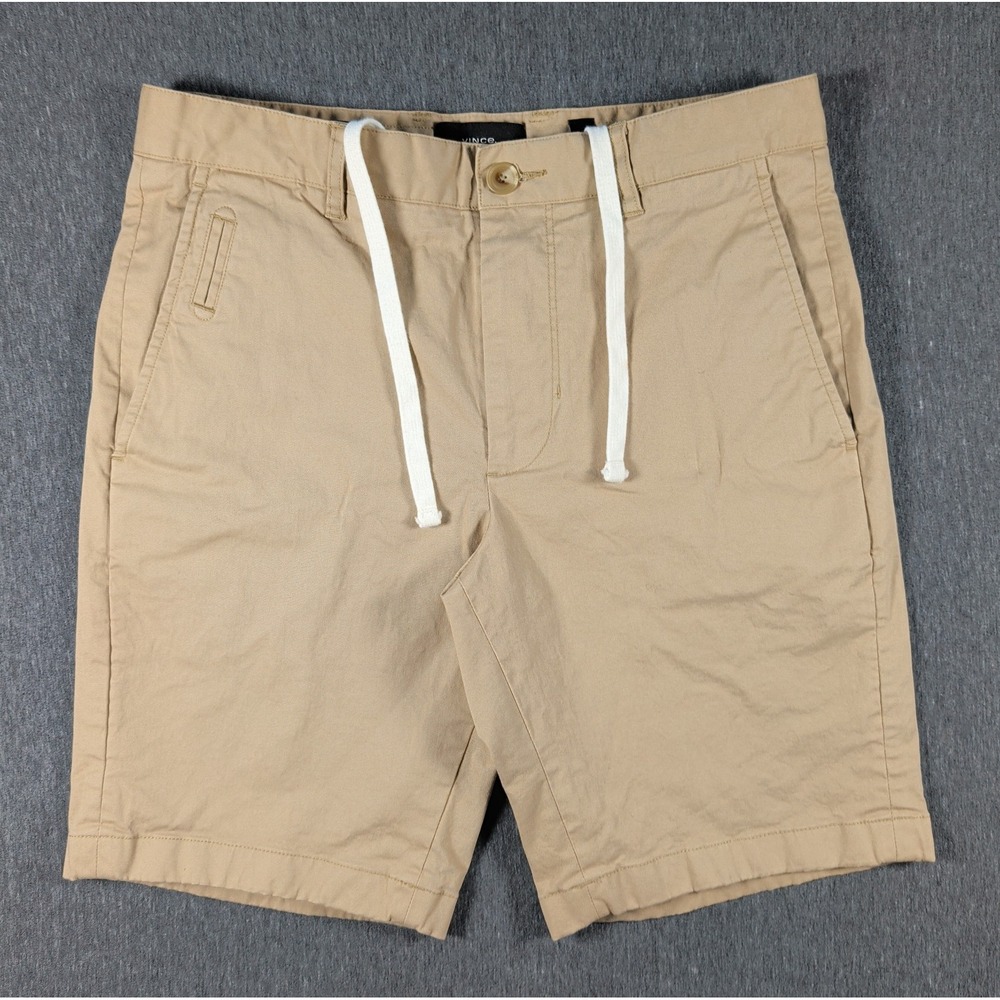 Vince Mens Shorts Size 29 Griffith Slim Fit Stone Khaki Tan Stretch Cotton Twill